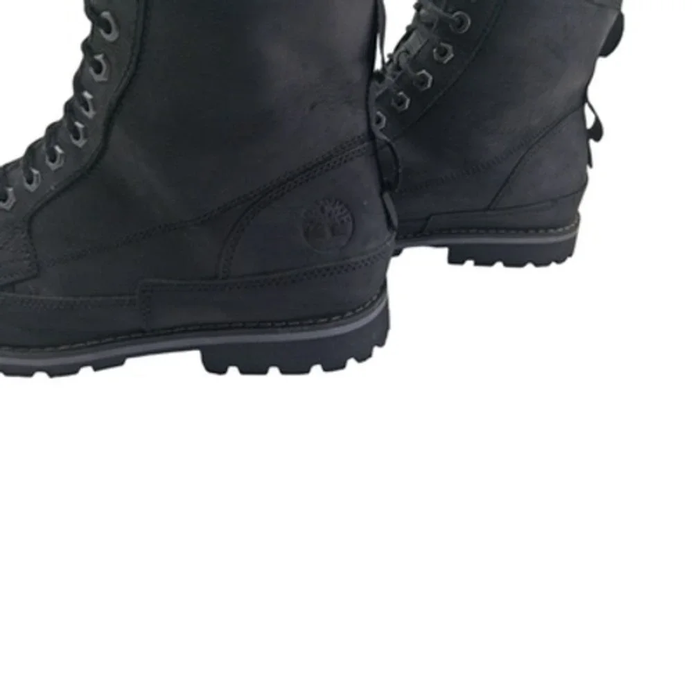 Timberland Boots Mens Size 10 Black Nubuck Combat Ankle Work Lug Sole A2NVQ
